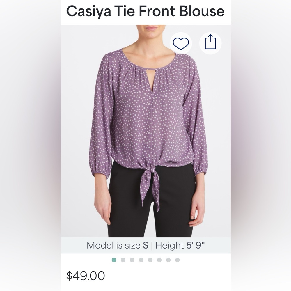 West Kei Light Purple Key Hole Botton Tie Blouse - XL